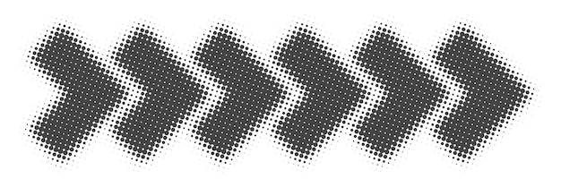 Vector image of arrow halftone dots background fading dot effect black and white