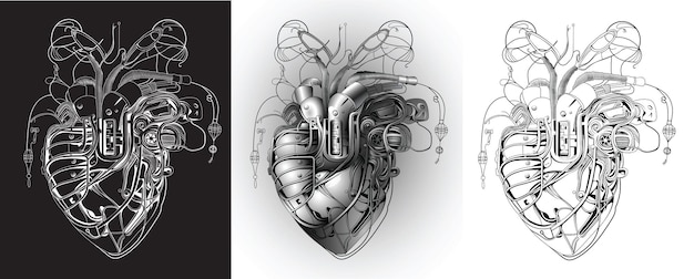 Vettore immagine vettoriale di un cuore artificiale