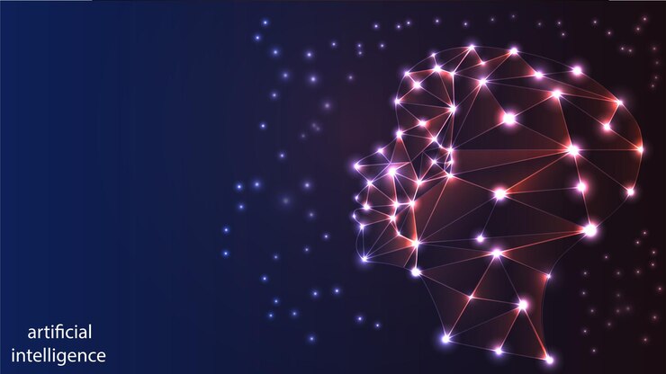 Vector vector image of artificial intelligence in the form of a luminous human head. eps 10