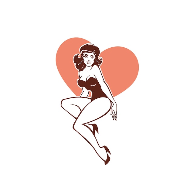 Vector image of attractive pinup girl