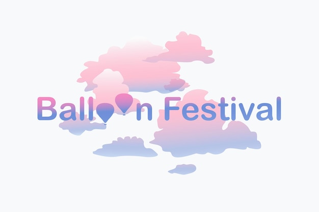 Scheda del festival del palloncino di immagine vettoriale sullo sfondo di nuvole romantiche