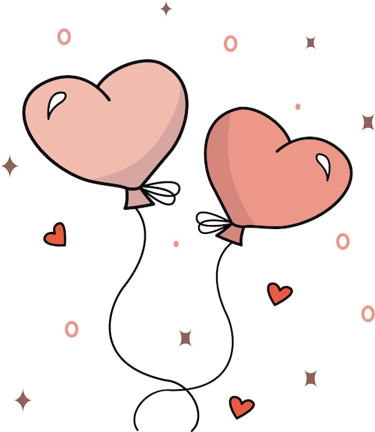 Vector image of balloons Pink balloons in the shape of a heart for Valentine's Day