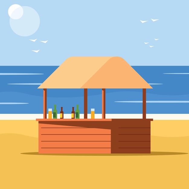 Vector vector image of a beach bar isolated on transparent background