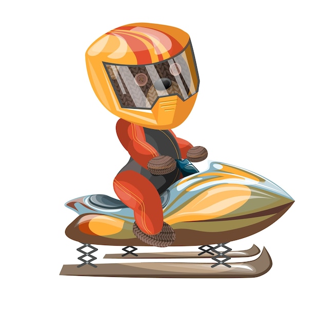 Vector image of a bear in an outfit on a snowmobile Concept Cartoon style EPS 10