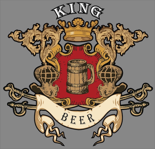 Vector image of a beer label in the style of a medieval coat of arms vintage graphics