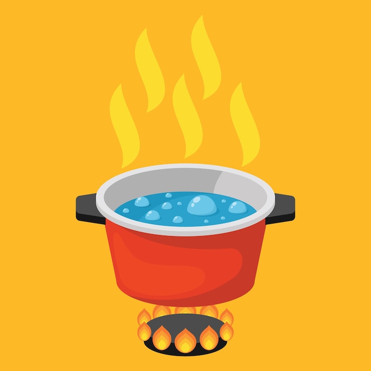 Vector vector image of a boiling pot isolated on transparent background