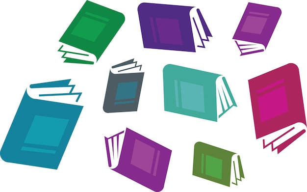 Vector Image Of Books In Various Colors Isolated On Transparent Background