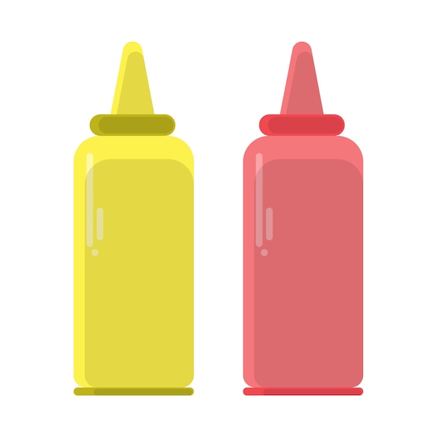 Vector image of bottles for sauce of tomato and mustard