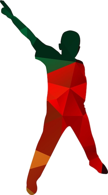 Vector Image Of Boy Silhouette Filled With Polygonal Pattern Isolated On Transparent Background