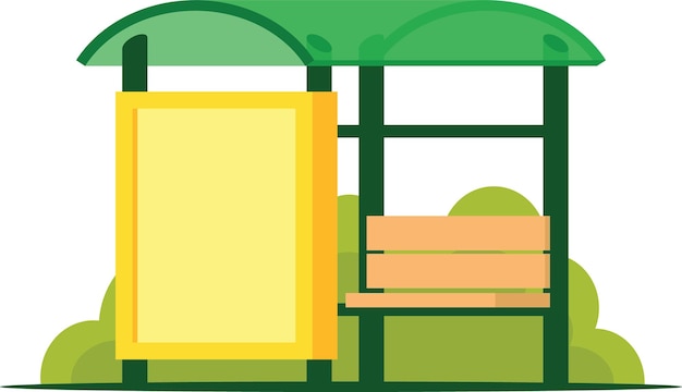 Vector Image Of A Bus Stop With A Bench Isolated On Transparent Background