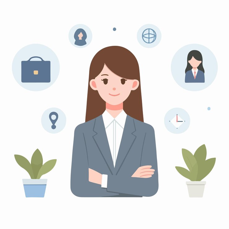 Vector 셔츠 슈트를 입은 사업가 여성의 터 이미지