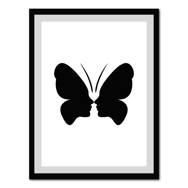 Vector Image Of Butterfly In Wall Frame