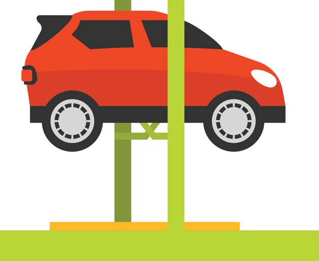 Vector Image Of A Car Lifted With A Static Crane Isolated On Transparent Background