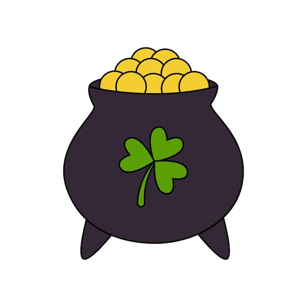 Vector image of cartoon pot of gold on white background