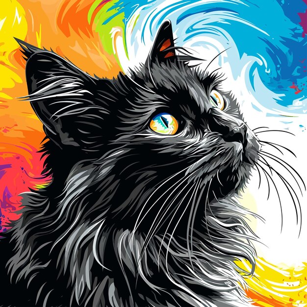 Vector vector_image_cat_illustration_with_colorful_background