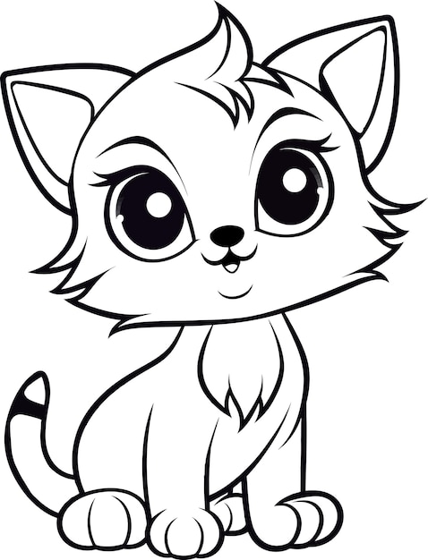 Vector vector image of a cat in line art