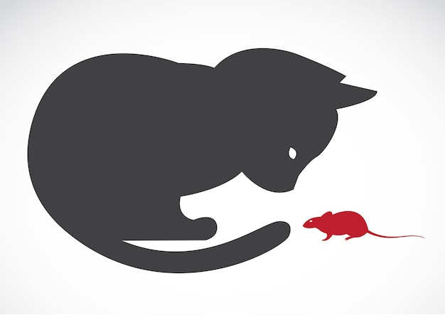 Vector vector image of an cats and rats on white background