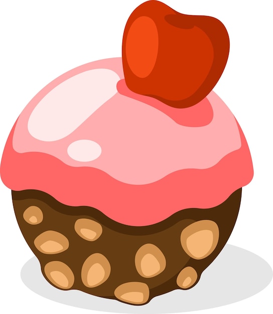 Векторное изображение шоколадного мяча с фруктами на верхушке иллюстрация еды