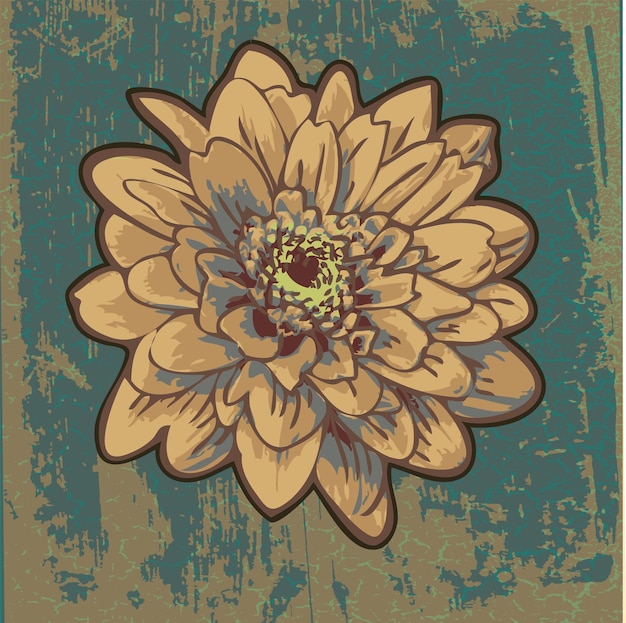 векторное изображение цветка хризантемы в стиле поп-арт, модерн, графика, текстура
