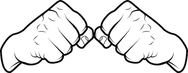 Vector image of clenched fists isolated on transparent background