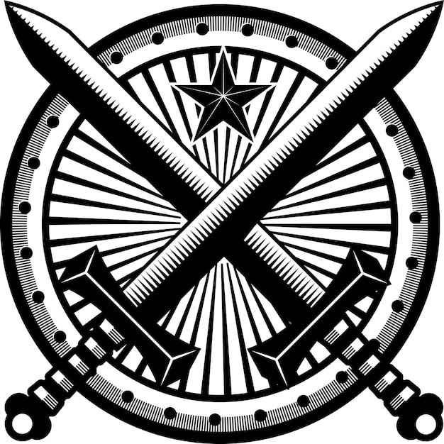 Vector Image Of A Coat Of Arms With Swords And A Star Isolated On Transparent Background