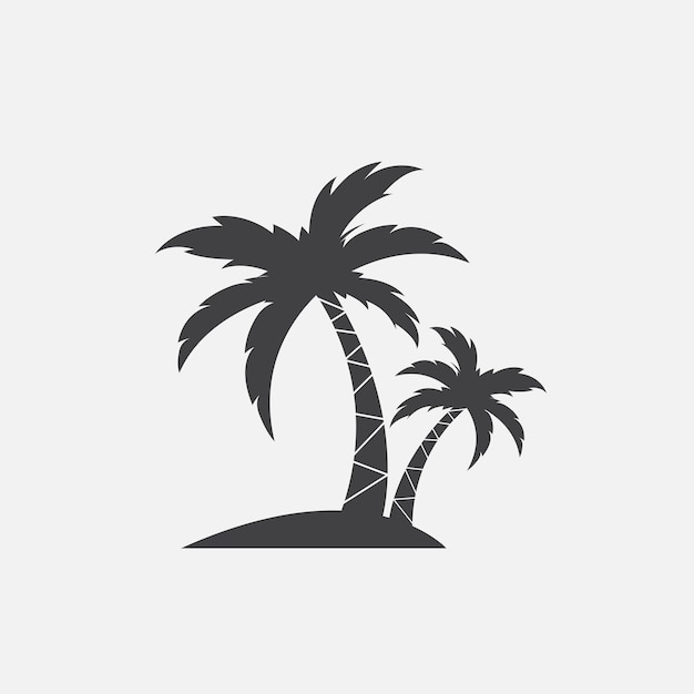 Vector image of an coconut trees silhouette on island on white background