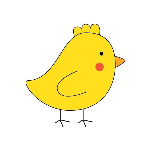 Vector image of cute Easter chicken on white background.