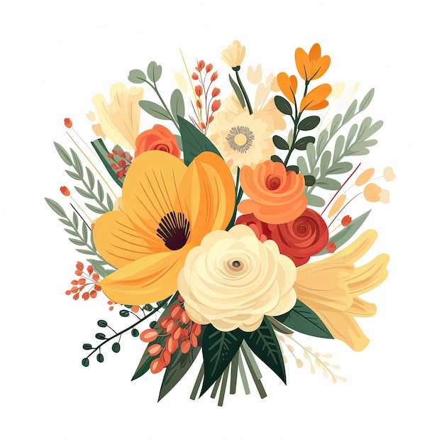 Vector image cute flowers bouquet