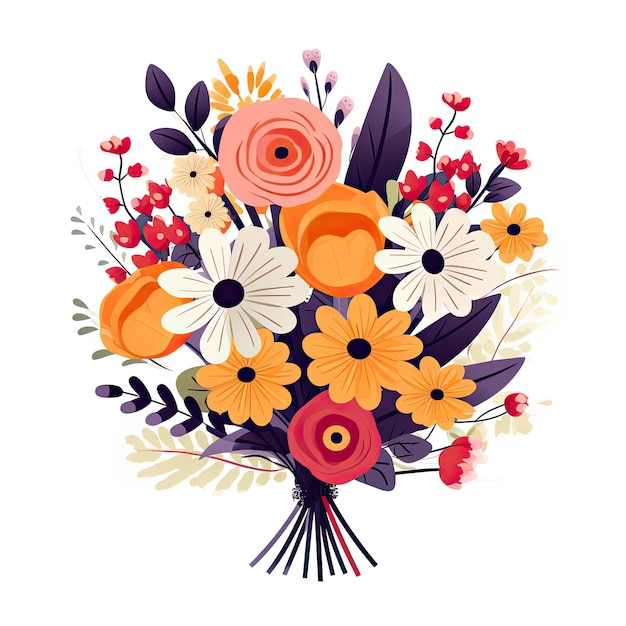 Vector image cute flowers bouquet