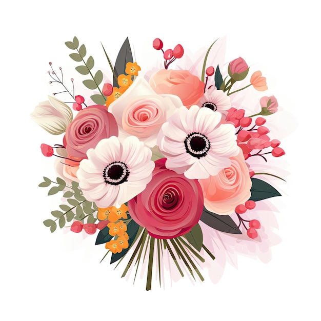 Vector image cute flowers bouquet