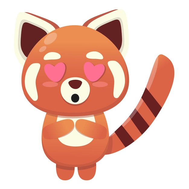 Premium Vector | Vector image of a cute red panda with heart eyes