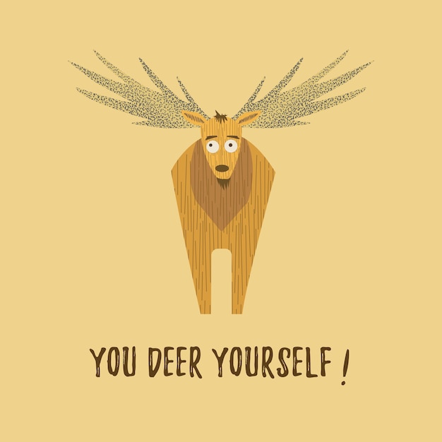 Vector image Deer on a beige background Illustration