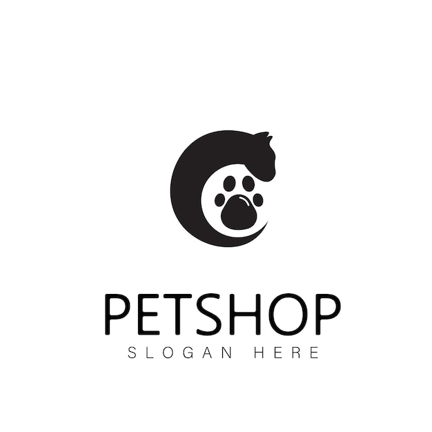 Векторное изображение дизайна собаки и кошки на белом фоне Petshop