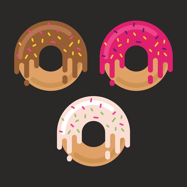 Vector Image Of Donuts With Various Toppings Food Illustration