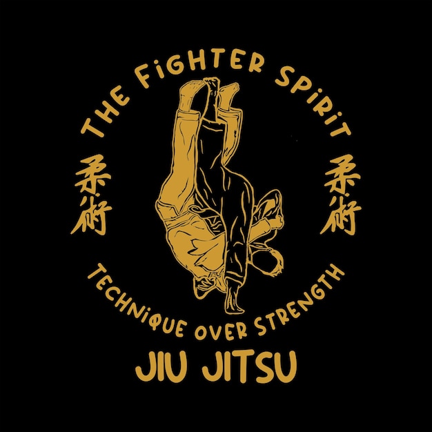 Vector vector image the fighter of the jiu-jitsu. greeting. fight. traditional brazil martial art