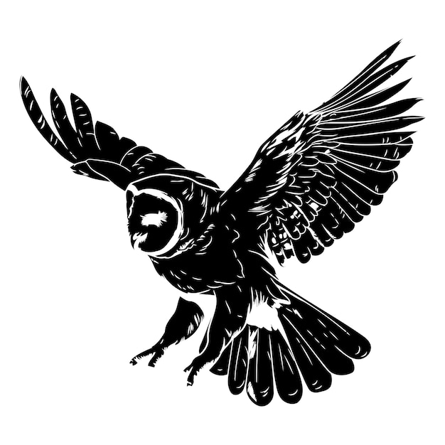 Vector image of a flying owl Tattoo design Template for card poster banner print for tshirt