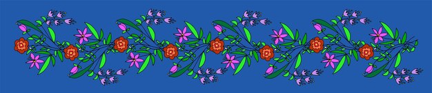 Vector vector image of a frame of flowers on a blue background