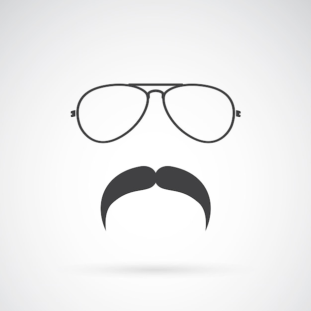 Vector image of an glasses and mustache on white background