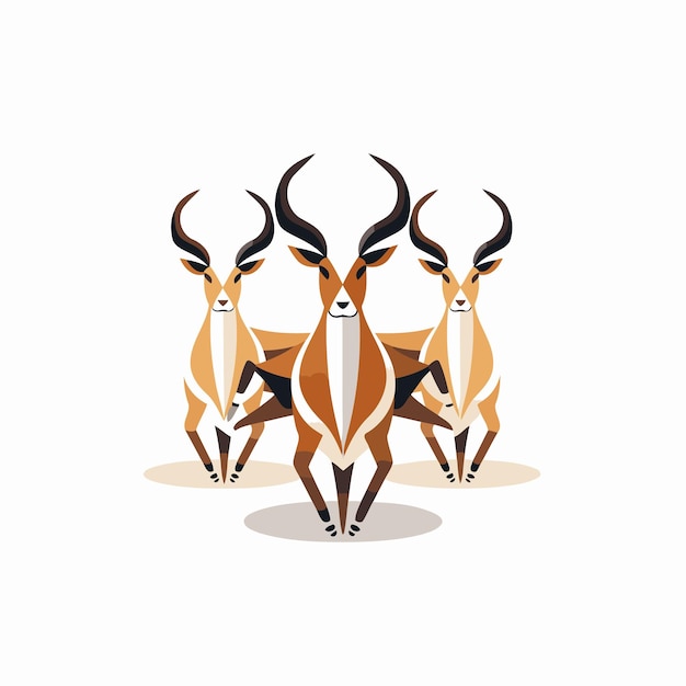 Vector vector image of a group of antelope on a white background