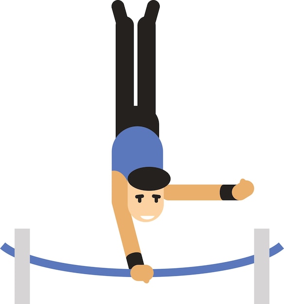 体操高バー、白い背景で隔離の運動体操選手のベクトル画像