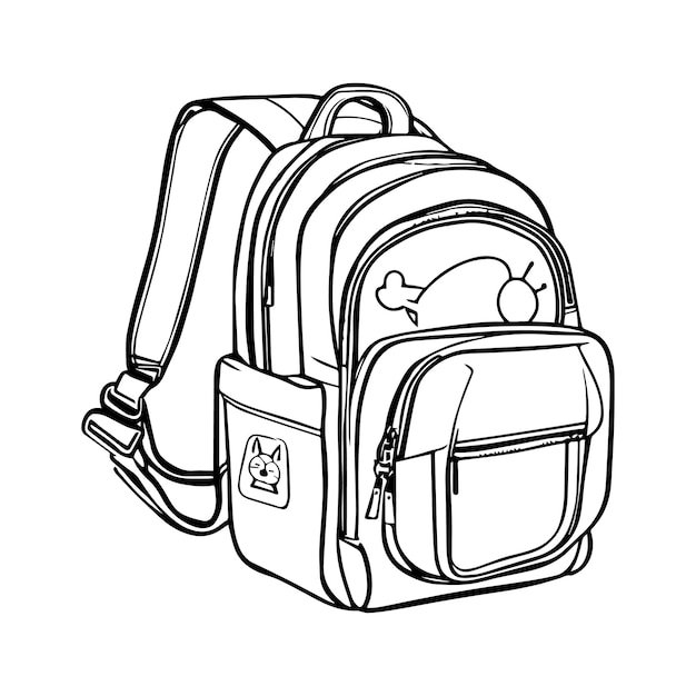 Royalty-Free (RF) Clipart Illustration of a Coloring Page Outline Of A  School Bag by visekart #231376