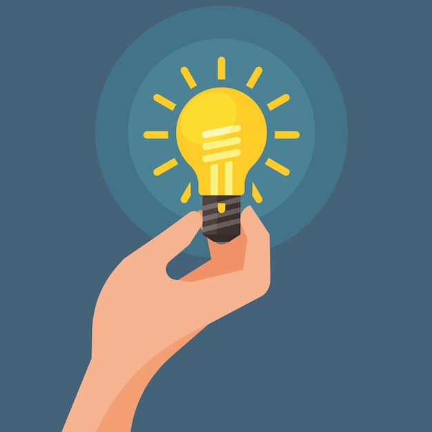 vector image of a hand holding a light bulb isolated on transparent background