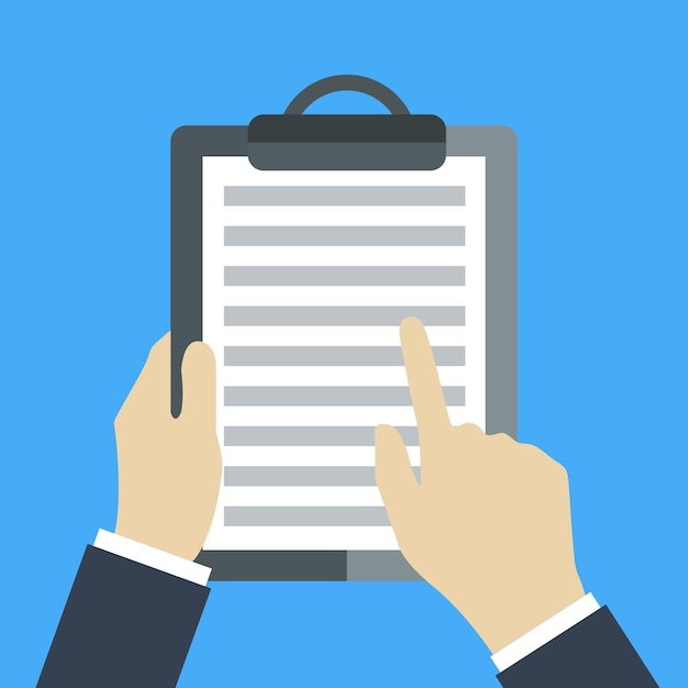 vector image of hand writing in notebook flat style illustration