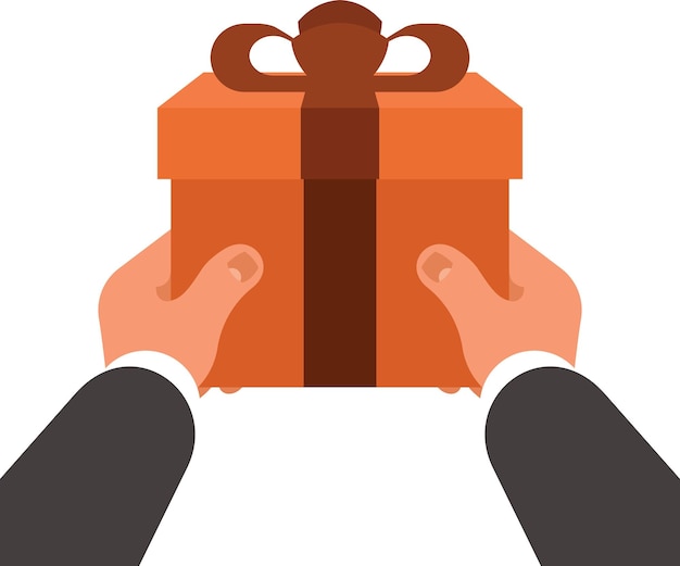 Vector Image Of Hands Holding A Gift Box Isolated On Transparent Background