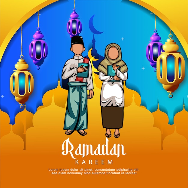 Vettore immagine vettoriale di background islamico sui social media per le feste musulmane nel mese sacro del ramadan