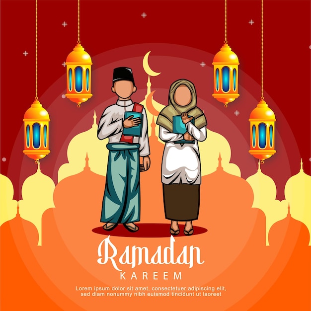 Vector vector image of islamic background social media for muslim parties in the holy month of ramadan