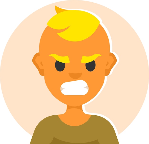 Vector Image Of A Kid With Angry Face Isolated On Transparent Background