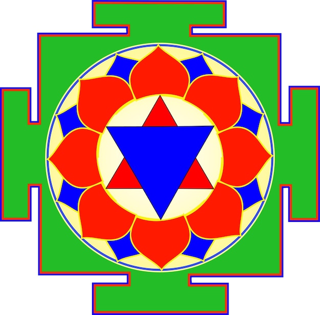 힌두교 신화와 점성술에서 기호의 크리슈나 Yantra 기호 컬러 그래픽의 벡터 이미지