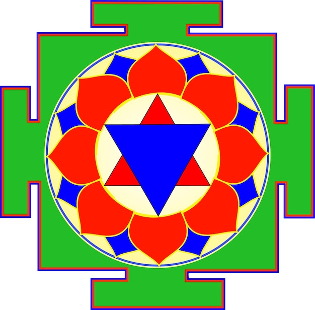 Vector image of krishna yantra sign color graphics of a sign from hindu mythology and astrology