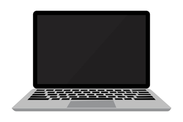 Vector image of a laptop with a black screen realistic flat notebook layout empty computer monitor